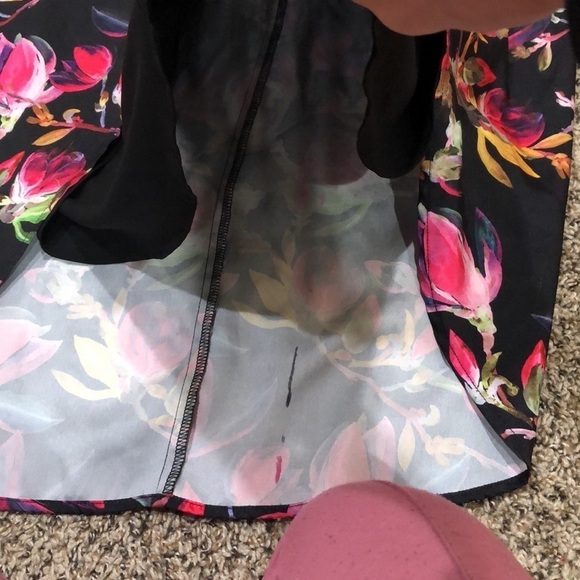 Delfi Collective Lindsay Maxi Dress Size Small Black Pink Tropical Floral Gown - Picture 12 of 12